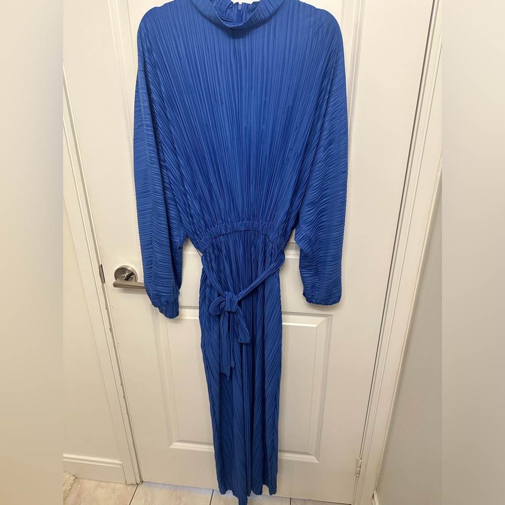 Elegant Long Sleeve Blue Maxi Dress
